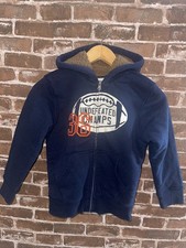 NWT THE CHILDREN'S PLACE BOYS 5/6 SHERPA LINED HOODIE ZIP BLUE FOOTBALL