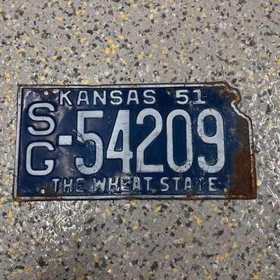 1951 KANSAS LICENSE PLATE Sedgwick County KS 51 ALL ORIGINAL CONDITION Wheat