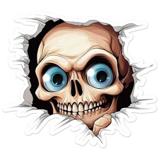 Skull Peeking - Vinyl Decal Sticker - Car Window Laptop - ebn11987
