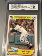 1984 Topps Drake’s Big Hitters Wade Boggs #2 Auto Red Sox CCG 10