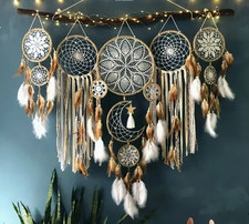 WALL DECOR DREAMCATCHER-5 Pack Large Size Dreamcatchers, Moon and Stars Handmade