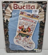 Bucilla Santa  s Workshop Christmas Counted Cross Stitch Stocking Kit 83037 READ