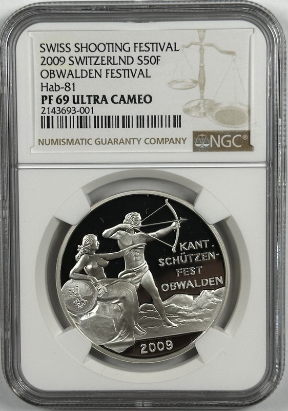 2009 Obwalden Shooting Festival  NGC Proof 69 Ultra Cameo Silver 50 Franc
