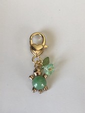 Turtle Gold Heart Key Ring Keychain Green Lily Flower Pendant Bag Charm Gift