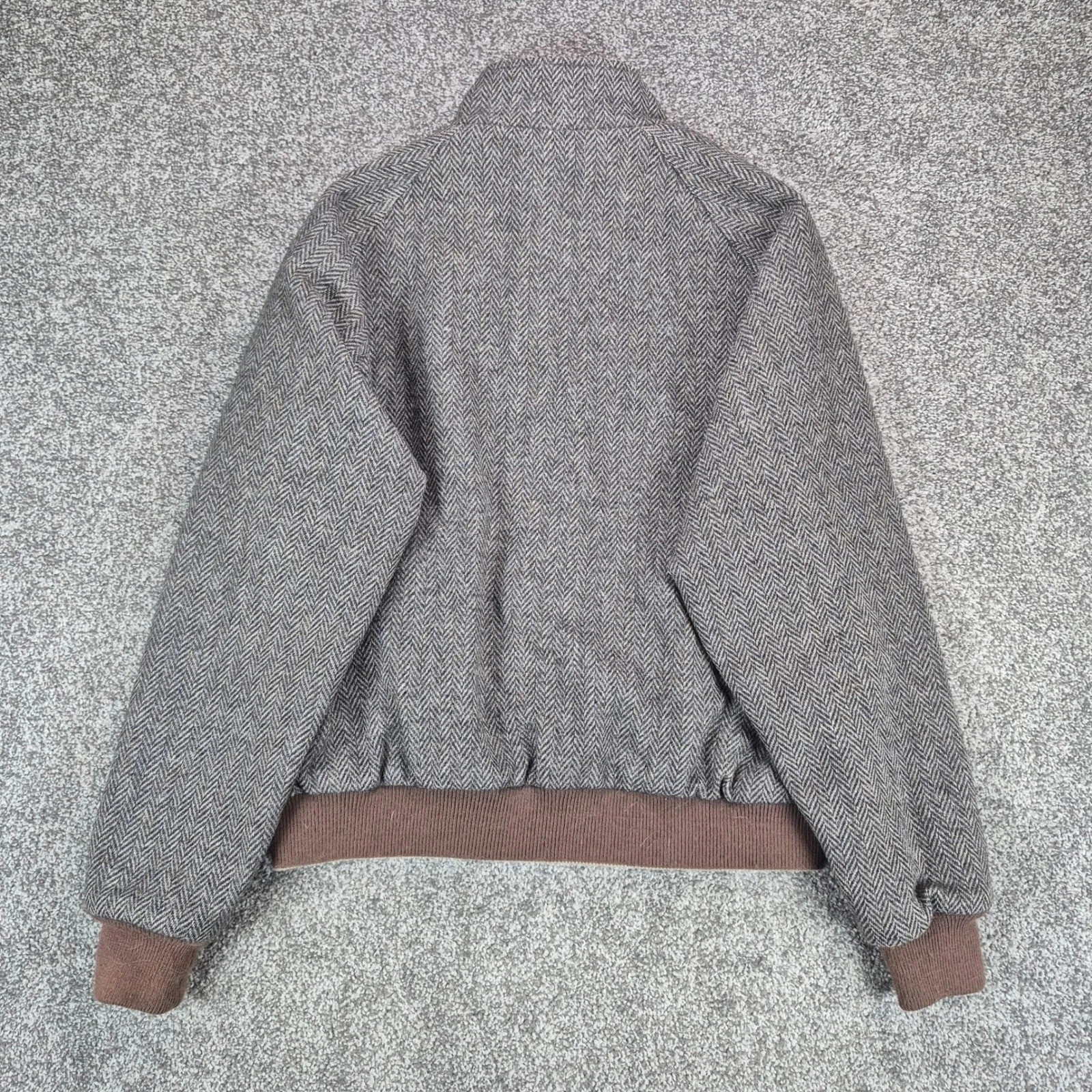 Vintage Lands End Jacket Mens Large Wool Reversible Herringbone Bomber USA Made - product detail image 3