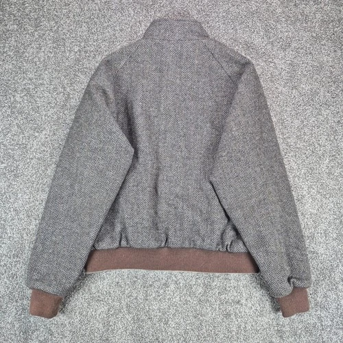 Vintage Lands End Jacket Mens Large Wool Reversible Herringbone Bomber USA Made image 3