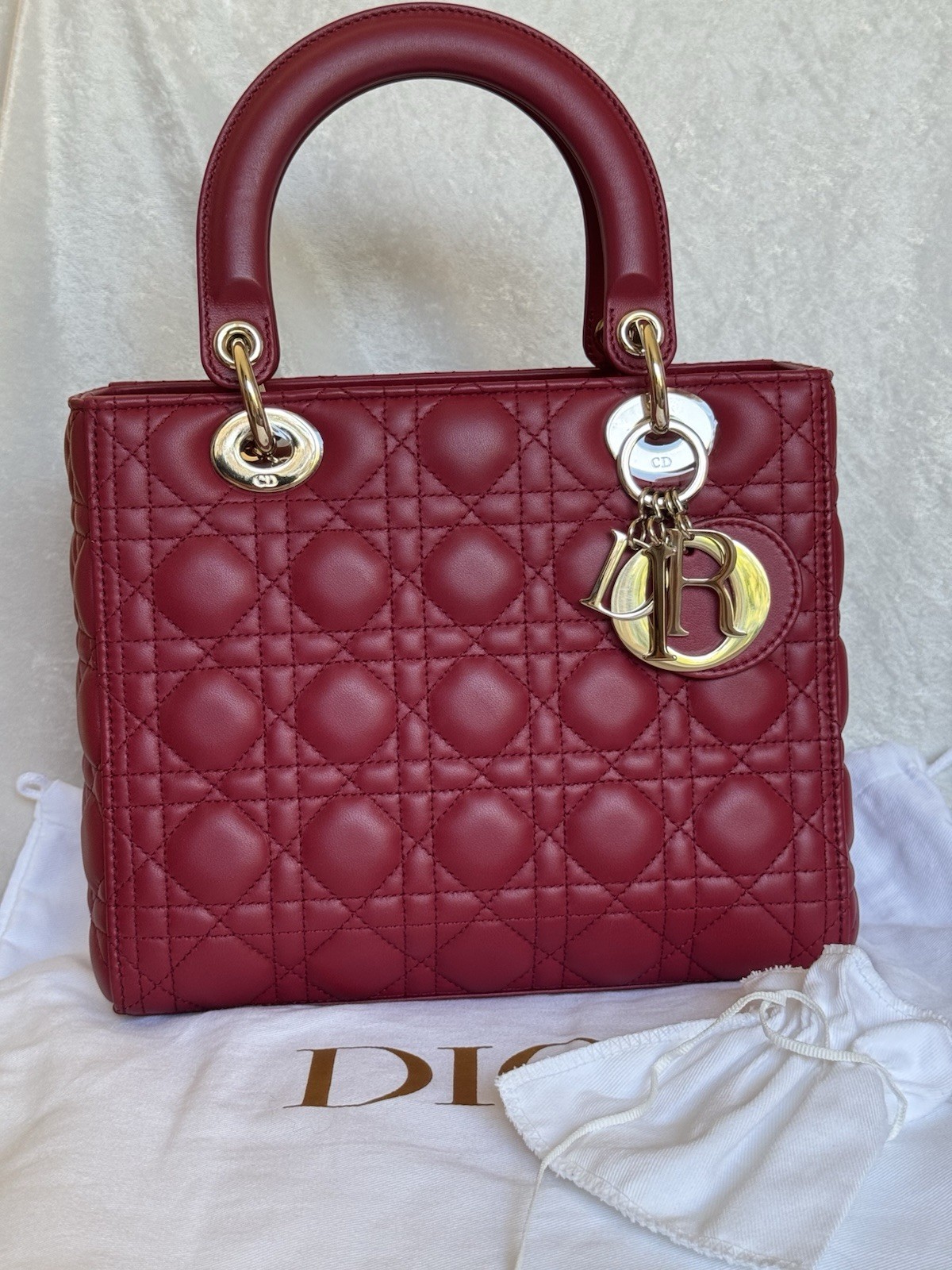 Dior Lady Dior Cannage Bag Medium Red