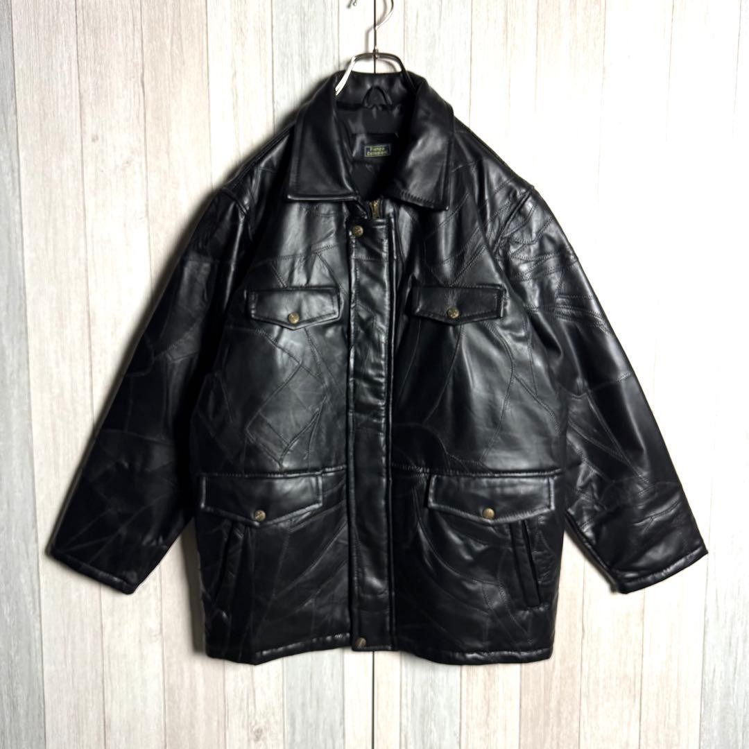 Vintage 90s Crazy Pattern Patchwork Lamb Leather … - image 2