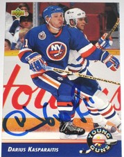 DARIUS KASPARAITIS SIGNED UPPER DECK YOUNG GUNS ISLANDERS ROOKIE CARD AUTOGRAPH!