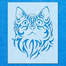 Tribal Cat Pet Face Stencil: Mylar Airbrush Wall Art Painting Crafts , DIY