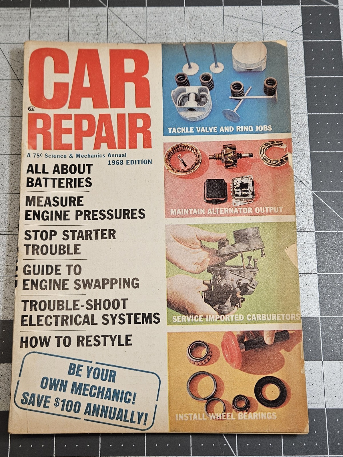 1968 Car Repair Annual Magazine Science & Mechanics Vintage Auto Shop Manual DIY
