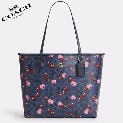 NWT ❤️ Coach City Tote Bag In Signature Canvas With Cherry Print