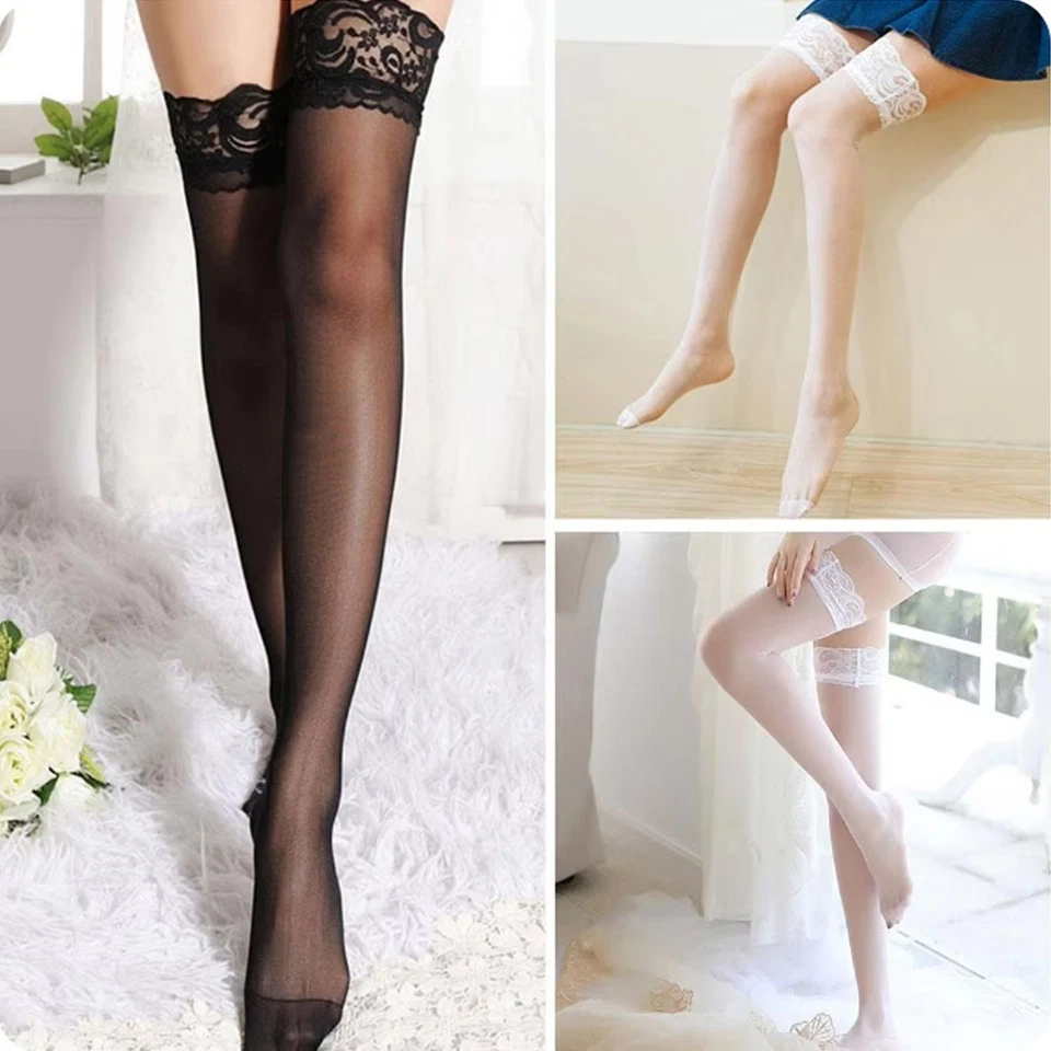 Lady's Lace Top Stockings Thigh-High Sheer Pantyhose Stockings For Women Lot - Image 4 of 4
