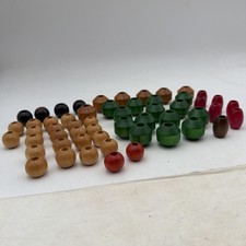 54 Mixed Lot 3/4   1.25  Wood Beads Large Hole Wood Macrame Green Brown Red D3A