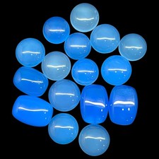 16 Pcs Natural Blue Chalcedony 13-18mm Mix Cabochon Loose Wholesale Gemstones