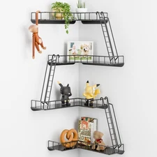 Fire Escape Wall Shelf - Modern City Style 4-Tier Corner Wall Shelves, Easy t...