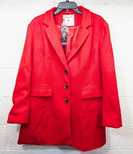 Allegra K Women's Size XL Red Single Breasted Mid-Length Coat Jacket Overcoat N