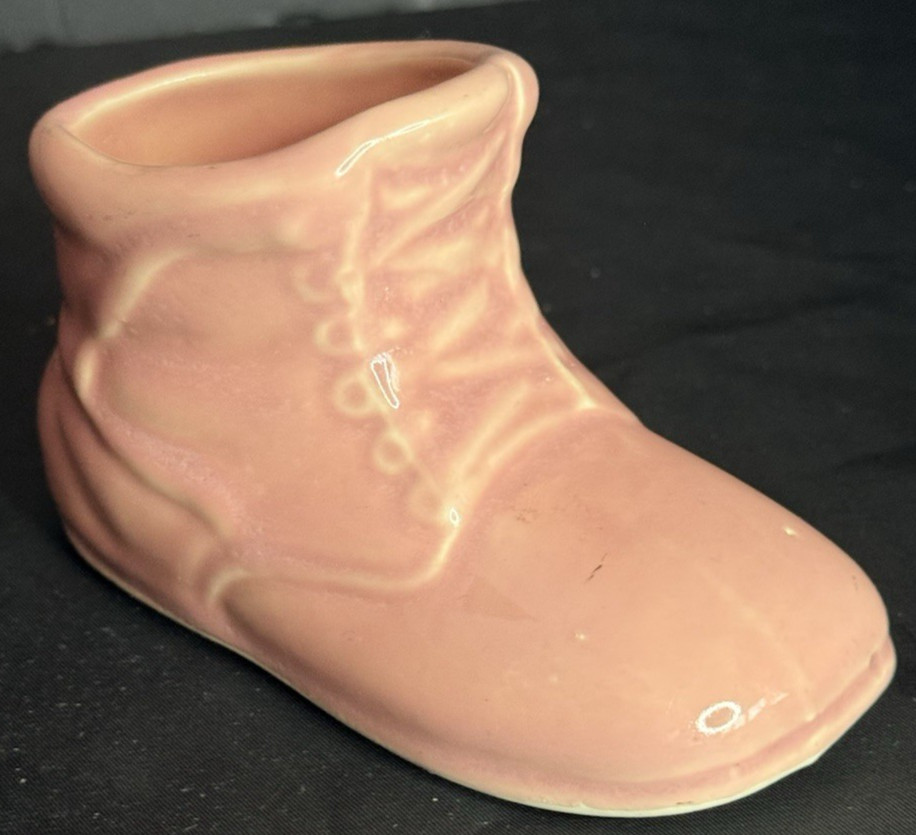 Vintage Ceramic Pink 3" x 4.75" Baby Shoe Planter