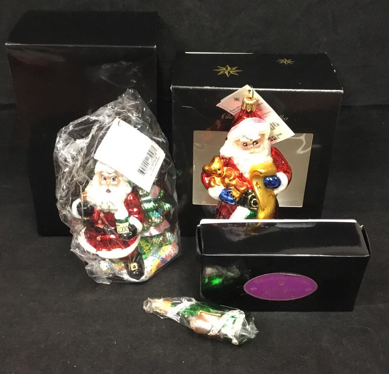 Lot Of Three Christopher Radko Christmas Ornaments And Boxes