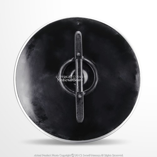 Escudo redondo de madera nórdico vikingo funcional de 21" con jefe de acero LARP cosplay - Imagen 3 de 5