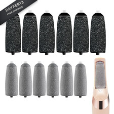 12 Pack Replacement Roller for Flawless Pedi, Head Black Gray