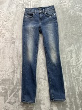 Lucky Brand Brooke Jeans Womens Sz 2/26 Blue Straight Stretch Whiskered Faded