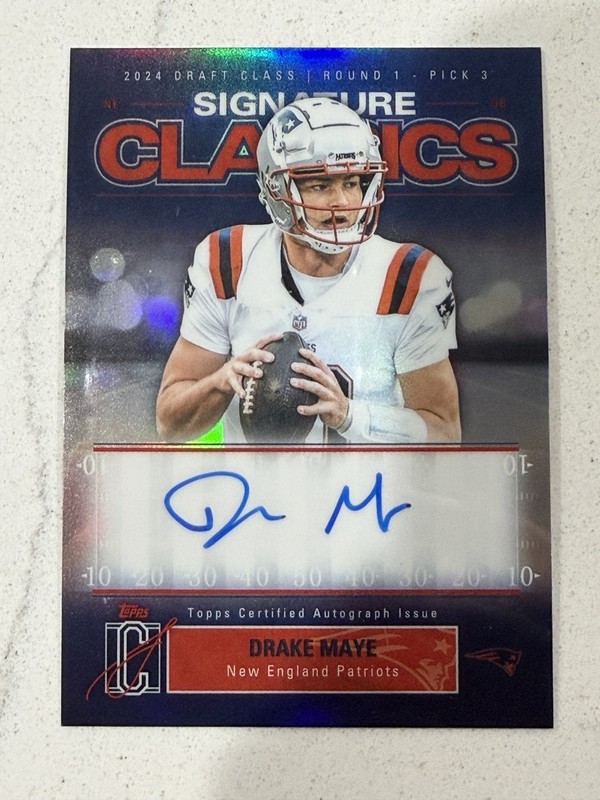 Topps Drake Maye Signature Classics Auto SC-DM Topps Auth Patriots 2025
