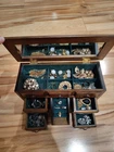 Vtg Jewelry Box Filled With VTG-now Costume Rings, Necklace  Earings, Brooches