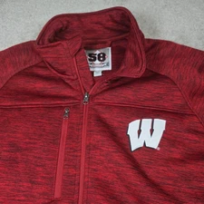 58 Sports Wisconsin Badgers Jacket Mens XL Red Heather Full Zip Football NCAA
