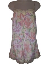 Vintage 80s Victoria  s Secret Floral Lace Romper Playsuit Snap Crotch Lingerie S