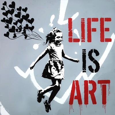 Girl with Balloon Life is Art 01 Banksy Art Pop Art Leinwandbild bis 150x150 cm