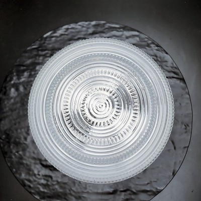 Vtg MCM Atomic Ceiling Light 8'' Flush Mount UFO Saucer Glass Shade Fixture 