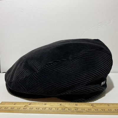 Lipodo Flat Cap Size Small Newsboy   Blend Made In Italy stylish, corduroy Black