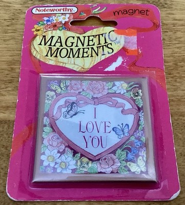 1995 Noteworthy Magnetic Moments  I LOVE YOU  Square Fridge Magnet, NIP