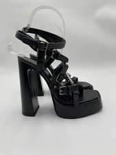 Sandali Saint Laurent in pelle di vitello plateau platz in pelle nera taglia 37,5