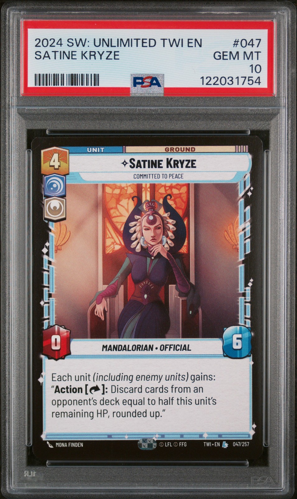 2024 Star Wars Unlimited Twilight Of The Republic Satine Kryze Legendary PSA 10