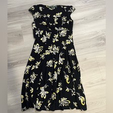 NWOT Ralph Lauren Black Dress with Yellow Floral Design