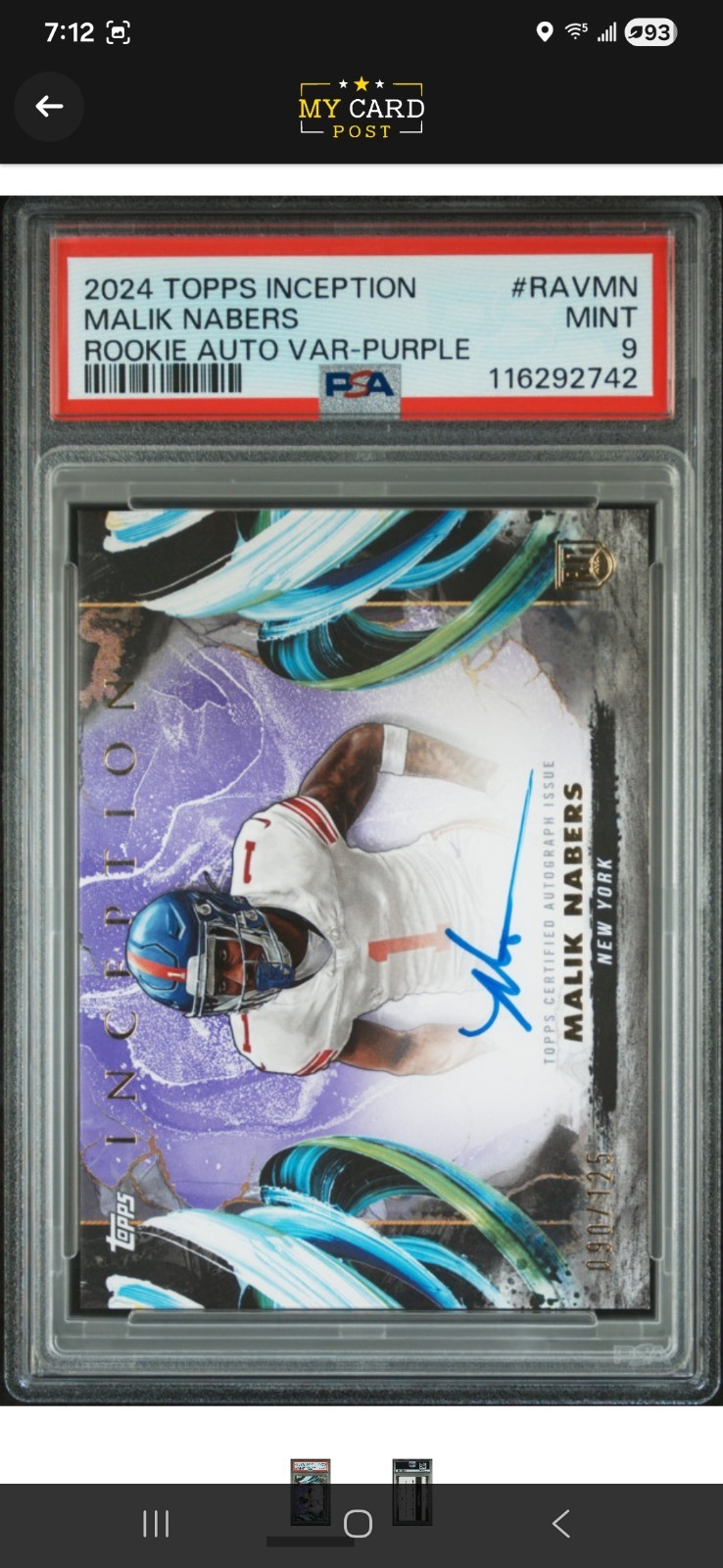 2024 Topps Inception - Rookie Auto Variations Malik Nabers #RAV-MN Purple /125