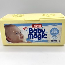 Playtex Empty Baby Wipe Full Size Yellow Pop-Up Refillable Container Vintage Vtg