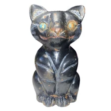Hubley Vintage Cast Iron Black Cat Door Stop