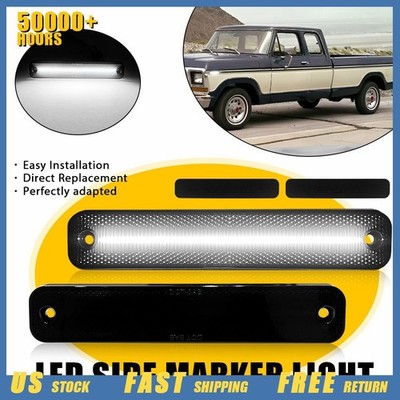 2pcs Smoked White LED Fender Side Marker Light fit 1975-91 Ford E Econoline Van