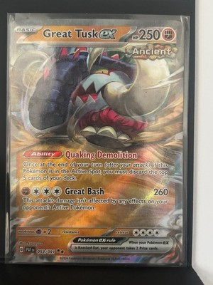 NM Great Tusk ex 053/091 Double Rare Paldean Fates Pokemon