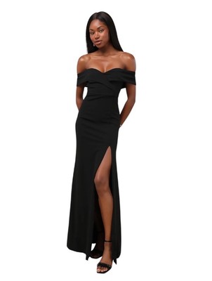 Lulus NWT Song of Love Black Off-the-Shoulder Black Maxi Dress Size XS