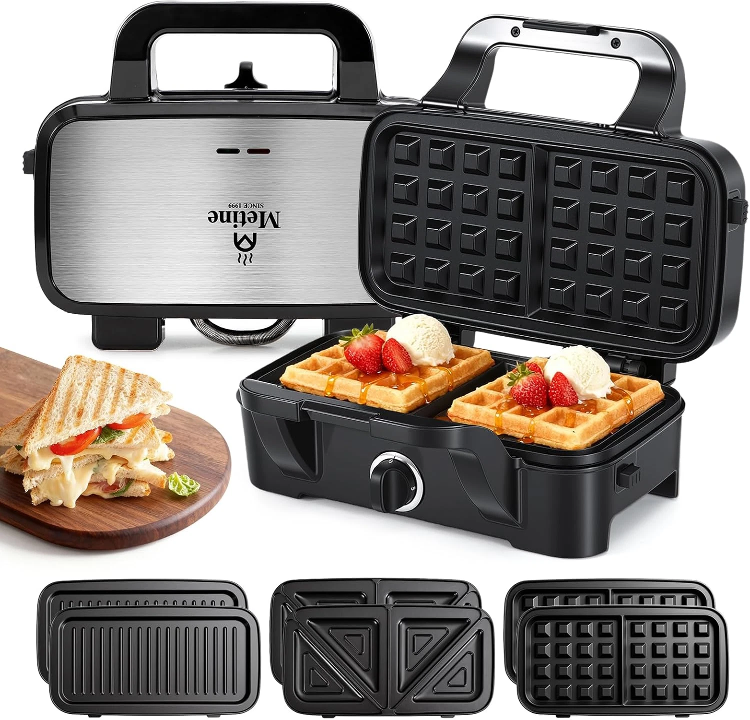 Waffle Maker with Removable Plates, 3-In-1 Sandwich Maker and Waffle and Pancake
Opens in a new wind