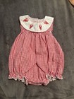 Smocked Lobster Gingham Baby Girl 18-24 Months Dress Romper Outfit Red White — photo 1