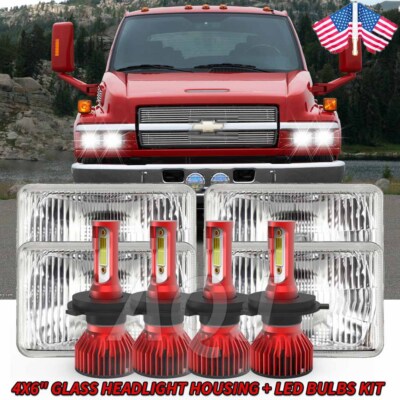 4x6'' LED Headlights Hi/Lo Beam Fit Chevy C4500 C5500 Kodiak 2003-2009