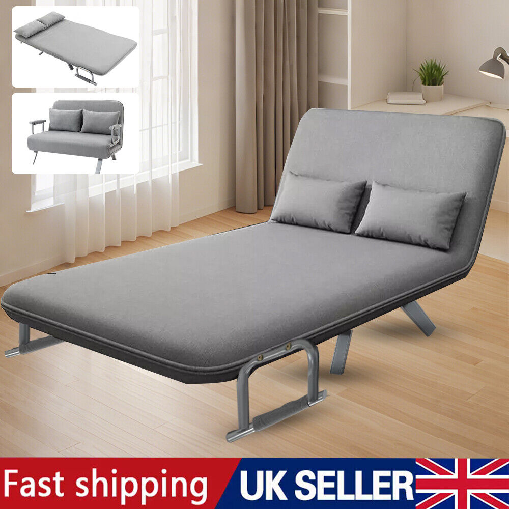 Home Detail 3 Seater Sofa Bed Fabric Chevron Design Wooden Leg Frame Sofabed Clic-Clac (Light Grey) 9 Upholstered 2 Seater Fabric Sofa Bed Sleeper Couch Sofabed Settee Recliner Beds