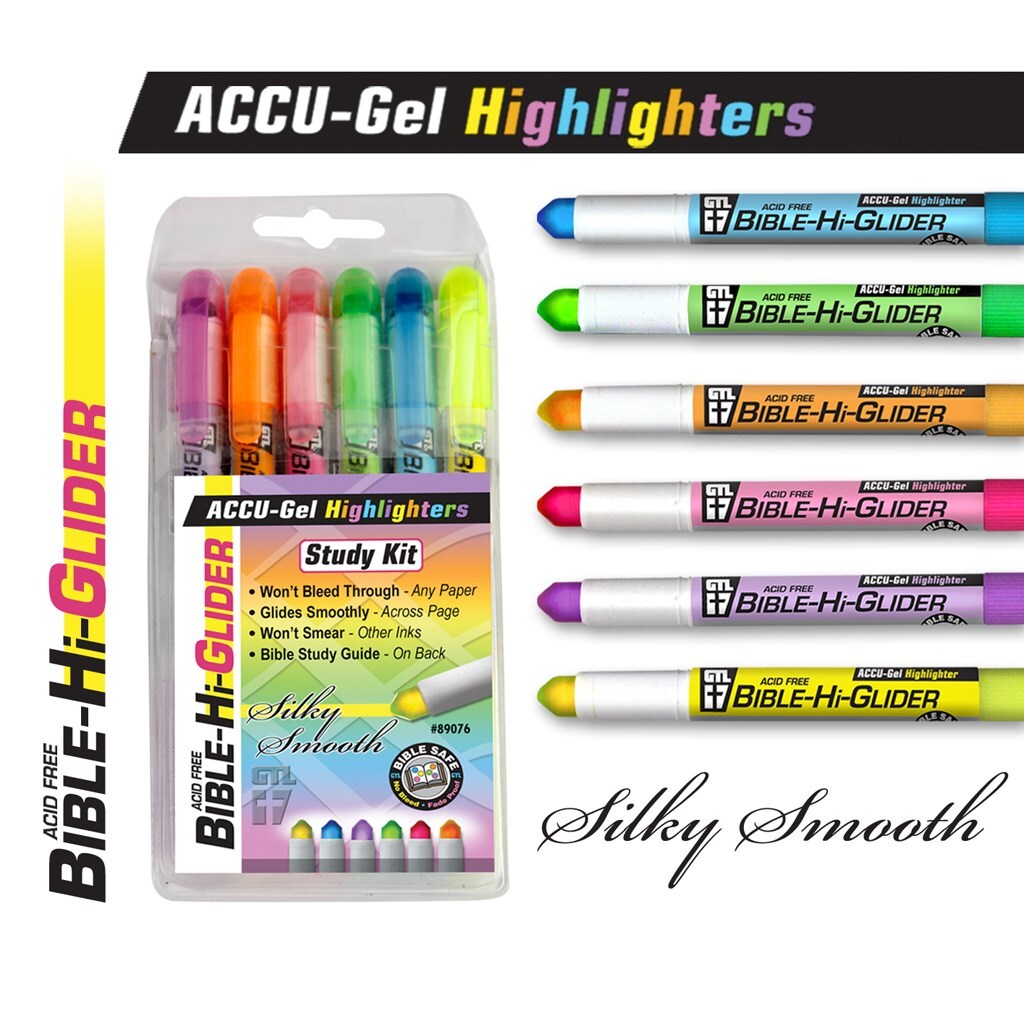 HIGHLIGHTER-BIBLE-HI-GLIDER ACCU GEL-HANGABLE-6 ASSORTED COLORS-image