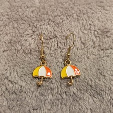 Umbrella 3 Womens Earrings One Pair Hanging Dangle Alloy Novelty Gold Tone