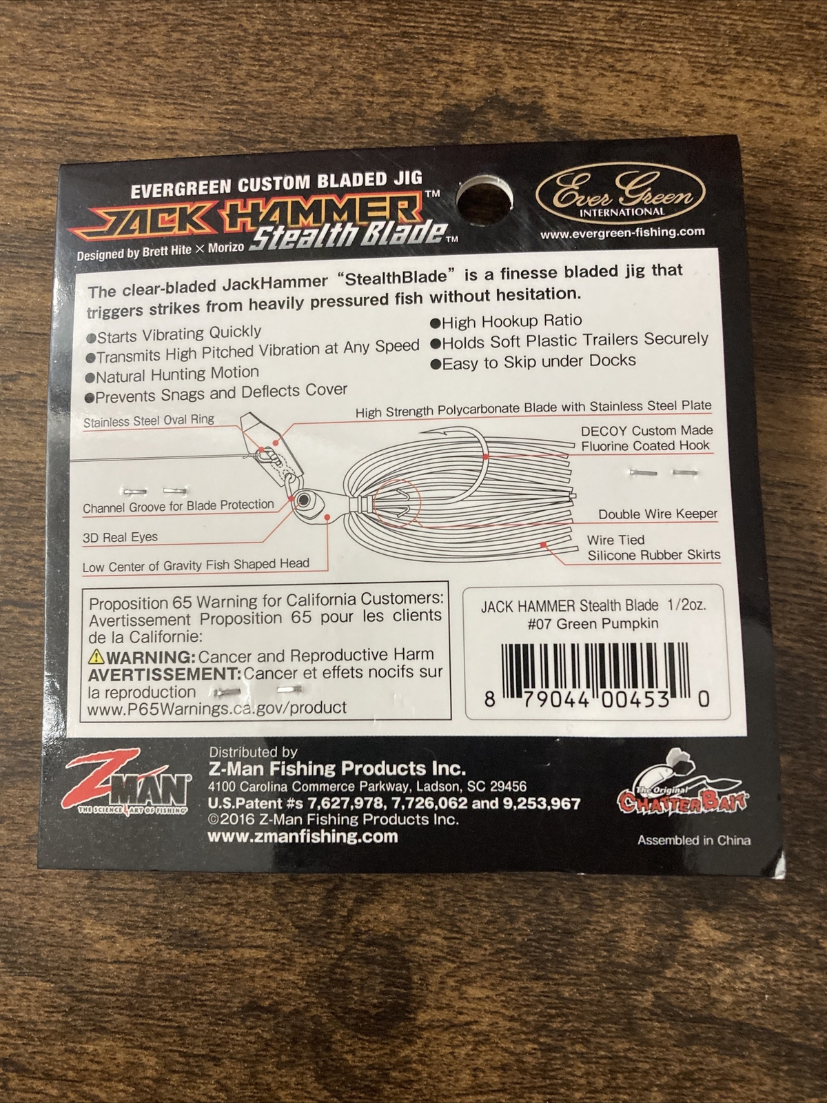 Z-MAN CHATTERBAIT JACK HAMMER SB 1/2OZ CBSB12-07 GREEN PUMPKIN BN2310 - Image 2